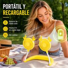 Rechargeable USB Neck Fan, Cute Sheep Design, Long Battery Life For Outdoor Use - 黃色 - 查看 7