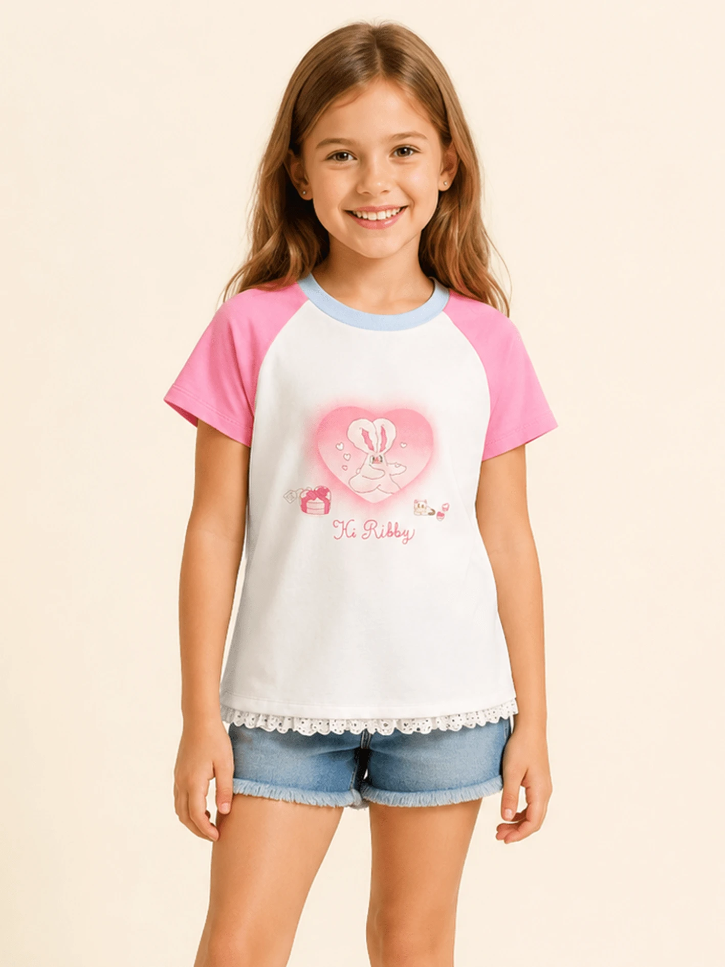 Balabala Girls' Cartoon Print Summer T-Shirt 2026 New Soft Casual Short Sleeve Top Cute Daily Wear Fashion Style - White Tone - View 1