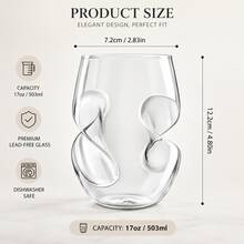 4/6-Piece Set Of 17oz/503ml, Spiral Design Crystal Handleless Wine Glasses, Red Wine Glassware, Creative Japanese Style Glass Cups, Household Drinking Cups, Tea Cups, Ideal Choice For Wine Enthusiasts And Special Occasions. - 玻璃杯 - 查看 3