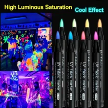 FLYSEA Ultra Bright 8/10/12/16 Colors Fluorescent Glow Black Light Tattoo Pen (Only LUMINOUS Label Is Fluorescent, Glows Under UV Light), Washable Tattoo Pen, Washable Metal Tattoo Marker, Body & Face Painting, Multi-Purpose - Perfect For Birthday Parties, Halloween Costumes, Body Art Tattoos, Clown Makeup, Cosplay - Sets - View 10