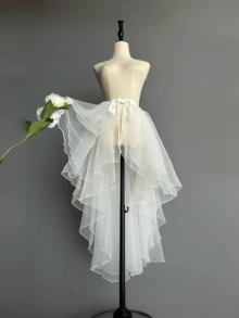 1件女款裙子，白色/黑色/紅色/粉色/湖藍色/香檳色，不對稱前短後長魚尾表演裙，蓬蓬裙，飄逸舞裙 - 彩色 - 查看 19