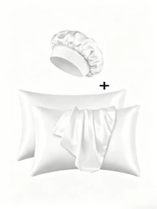 3pcs Set, Includes 1 Fashionable Sleep Cap And 2 Envelope Pillowcases, Suitable For Home, Bedroom, Living Room Or Hotel Use (Pillow Inserts Not Included) - Multicolor - View 11