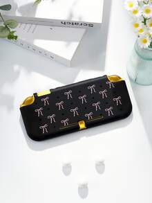 1 pieza Funda protectora y bolsa de almacenamiento con patrón de lazo lineal negro & corazón, compatible con Switch 2 (2025)/Switch OLED/Switch NS/Lite, accesorio de juego protector para la nueva Switch 2ª generación, versión con batería extendida, accesorio protector para consola de juegos, el mejor regalo para jugadores de SWITCH - Multicolor - Ver 4