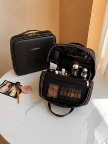 1pc Premium Makeup Bag - Large Capacity Portable Cosmetic Organizer Bag, Upright Design, Multi-Compartment Toiletry Storage Bag; Suitable For Travel, Daily Use, Bathroom Storage, Makeup Essentials And Outdoor Carry - Multicolor - View 7