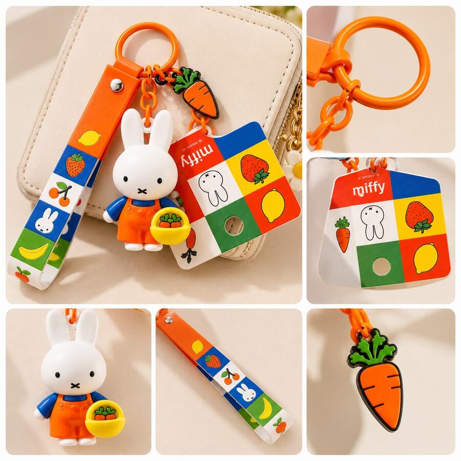 Offiziell lizenzierter Miffy Classic Schlüsselanhänger, süßer Kaninchen Taschenanhänger, geeignet für Handtaschen, Rucksäcke und Schlüssel, modisches Sammlerstück Accessoire Geschenk, geeignet für Alter 14 und darüber - Orange - Übersicht 1