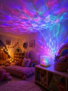 1pc[LED Night Light]Colorful Water Ripple Atmosphere Projection Lamp, Remote Control Room Decor Light | Suitable For Living Room, Bedside, Bathroom, Holiday Atmosphere Decoration | USB Powered - Multicolor - View 8