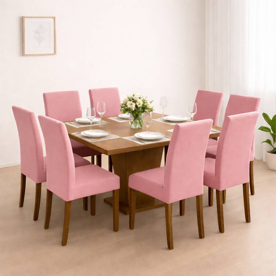 Chair Cover Kit With 6 Units For Dining Room Kitchen Pantry Gel Mesh Super Offer - Rusty Rose - View 1