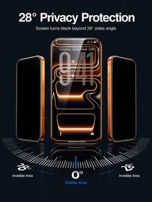 3-Pcs Full Screen Matte Privacy Ceramic Screen Protector, Upgraded Edge Protection, Anti-Fingerprint, Easy Installation, Case Friendly, Compatible With IPhone 17 Pro Max/17 Air/17/16 Pro/16/15 Pro Max/15/14/14 Plus/13 Pro/13/12/XS Max/XR Series - Black - View 2