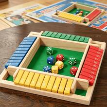 1 Set Wooden Travel Card Games, Includes 8 Dice, 4 Color Options, Number Flipping Cards, Party Games, Simple & Fun Family Board Game, Halloween & Christmas Gifts For Adults - Multicolor - View 12