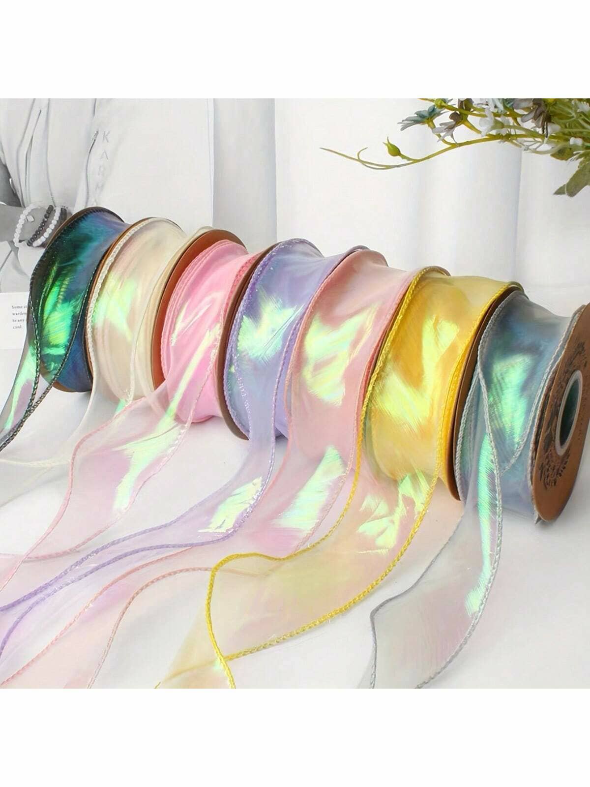 Decorative Symphony Fishtail Floral Ribbon Roll, 4cm Wide, 127 Inch & 9m Length Options, DIY Bows, Flower Bouquets & Gift Wrapping Supplies - View 1