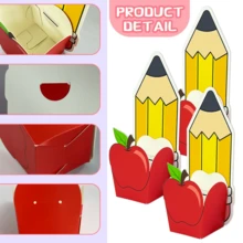 10Set(10Cajas+10Tarjetas) Cajas de regalo de dibujos animados con forma de lápiz y manzana, cajas de regalo de papel con diseño de concha de sirena, cajas de golosinas con diseño de oveja y globo, mini cajas de envoltura de regalo para cumpleaños de verano, baby shower, vuelta al colegio y recuerdos de fiesta - Caja de regalo - Ver 6