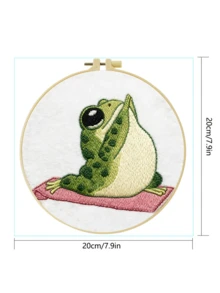 New Embroidery Kit, Adult Beginner Embroidery Set, 15x15cm/5.9x5.9 Inch, 20x20cm/7.9x7.9 Inch, Swimming Cat, Yoga Frog, Raspberry Picking Mouse, Cat And Green Plant Embroidery Patterns, Handmade DIY Embroidery Kit, Embroidery Stitch Practice, Includes Embroidery Fabric, Step-By-Step Instructions, Embroidery Hoop And Needle & Thread, Suitable For Embroidery Enthusiasts, Suitable For Thanksgiving, Christmas, Gift Giving, Suitable For Home, Garden, Office Decorative Crafts - A - View 10