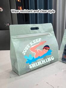Just Keep Swimming 印花透明托特包，便攜式游泳裝備收納袋 - 堅固的拉鍊袋可用於存放泳衣和海灘用品，防水海灘包，女性透明泳池托特包，體育場認可的游泳、健身、度假和日常使用海灘包，給游泳愛好者和海灘愛好者的完美禮物 - 彩色 - 查看 14