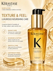 Dầu dưỡng tóc đa năng KÉRASTASE Elixir Ultime L'Huile Originale 30ml (dung tích lớn) + 15ml mẫu thử, bảo vệ tóc khỏi nhiệt, kiểm soát tóc xơ rối, tăng độ bóng, nuôi dưỡng tóc, chứa chiết xuất hoa trà dại, hoa nhài và nhựa thơm, công thức nhẹ nhàng phù hợp với mọi loại tóc, hương thơm tóc hàng ngày, món quà lý tưởng cho cả nam và nữ, sử dụng hàng ngày. - Dầu dưỡng tóc Kerastase Camellia Classic Fragrance - Xem 8