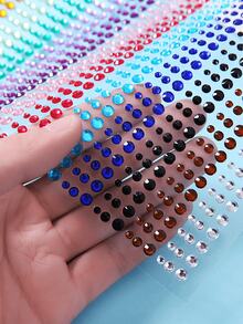 3D Self-Adhesive Rhinestone Stickers - Round, Sparkling Gem Decals For Face, Body, And Nail Art - Ideal For Stage Performances, Concerts, Parties, And Makeup Decoration - Party Accessories, Vibrant Designs, High-Gloss Finish, Stage Decor, - Multicolor - View 4