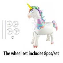 1 Set (Includes Accessories) Cartoon Unicorn Aluminum Foil Balloon With Wheels, Suitable For Birthday Outdoor Toy Balloon - View 3