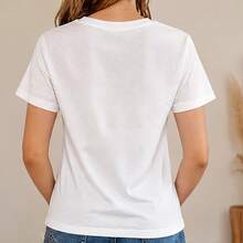 Playera para mujer estampado zorro y flores, camiseta femenina manga corta, blusa casual para dama, top juvenil naturaleza, ropa cómoda de mujer, camiseta cuello redondo, playera con animal del bosque, blusa ligera para diario, outfit casual para otoño, paseo, camping, vacaciones y fin de semana, regalo para amiga novia hermana mamá o amante de animales tiernos - Blanco - Ver 3