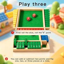 1 Set Wooden Travel Card Games, Includes 8 Dice, 4 Color Options, Number Flipping Cards, Party Games, Simple & Fun Family Board Game, Halloween & Christmas Gifts For Adults - Multicolor - View 9
