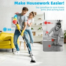 Adjustable Cleaning Brush For Windows, Bathroom And Kitchen - 9-In-1 Rechargeable Tool - 9 Cabeças De Escova Com Cabo - Xem 7