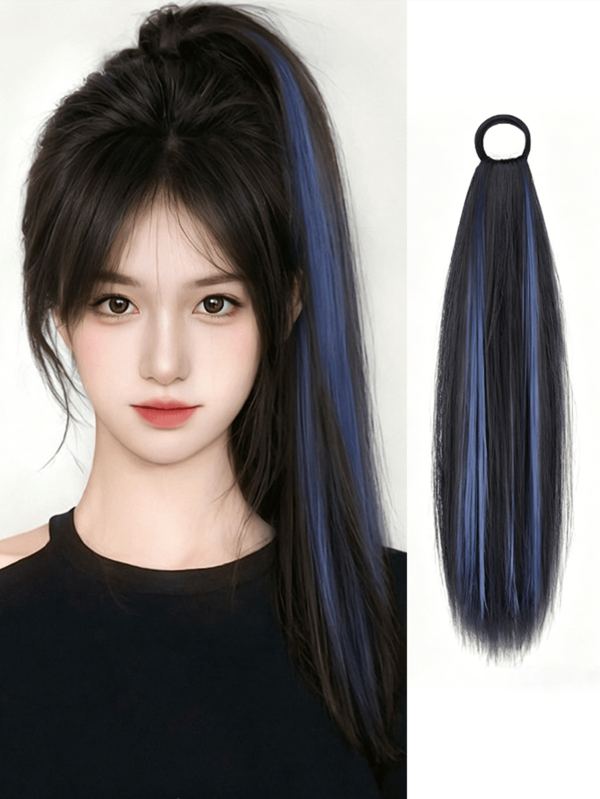 18 Inch Dyed Straight Ponytail, Synthetic Hair Extension, High Ponytail Natural Fake Hair, Dopamine Dyed Ponytail, Suitable For Graduation Season, Student Gatherings And World Cup Events.