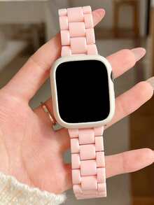 星光奶油軟矽膠保護殼 + 壓克力塑料錶帶 適用於 Apple 42mm 46mm 41mm 38mm 40mm 42mm 44mm 45mm 49mm Ultra 日韓女孩風 適用於 10 9 8 SE 7 6 5 4 3 簡約純色運動手環錶帶組 - 粉色 - 查看 3