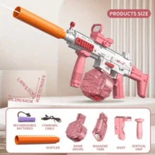 新款夏季電動高壓水槍 M416 AK47 未組裝狙擊槍自動水槍玩具，新款電動 M416 水槍玩具，附充電電池，適合團隊戶外活動，適用於成人和兒童（配件顏色和款式隨機發貨，產品包含這些配件） - 彩色 - 查看 16