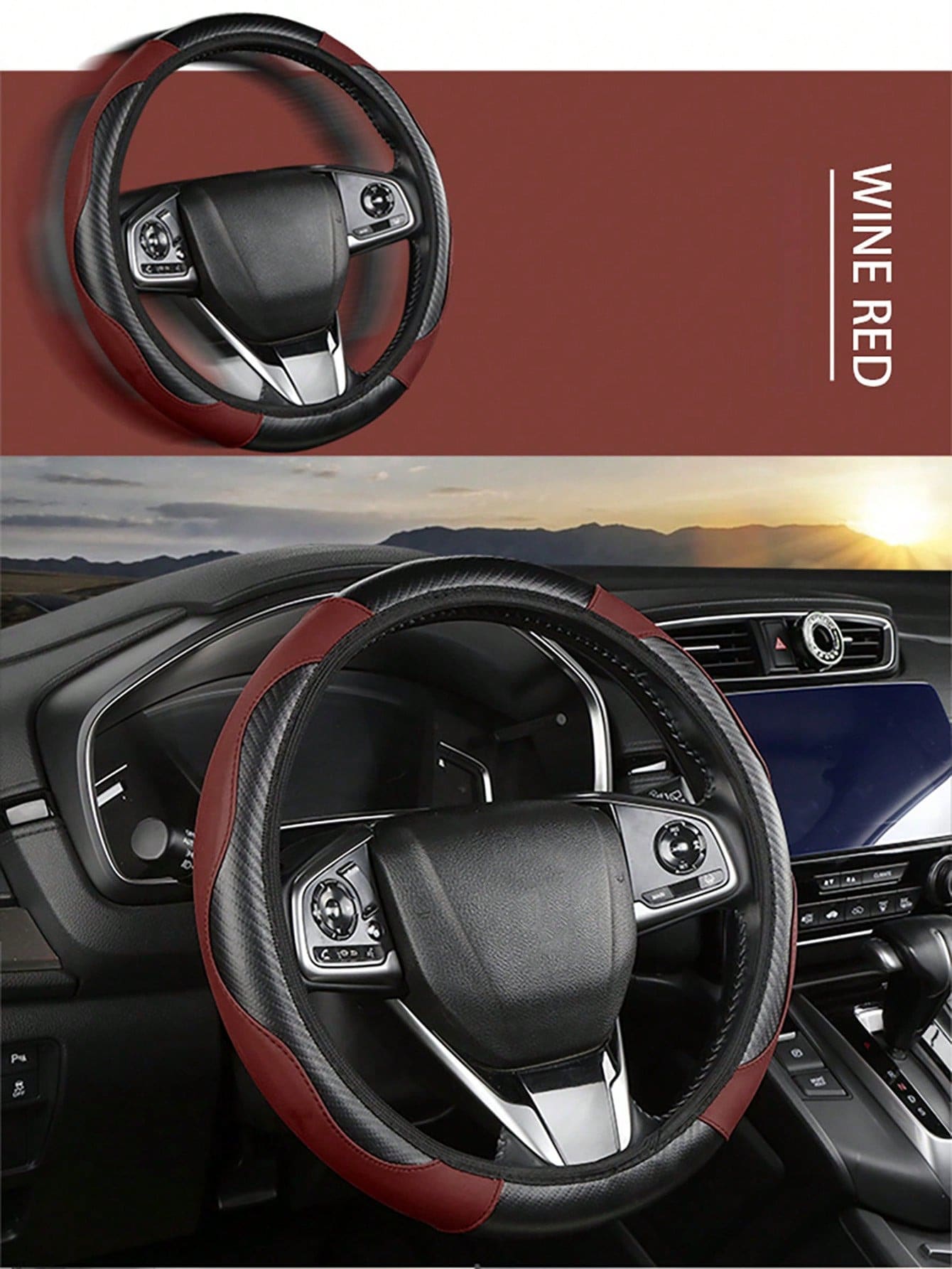 1PC Carbon Fiber Leather No Inner Ring Steering Wheel Cover Comfortable Wear-Resistant Suitable For 14.5-15 Inch Universal Car Steering Wheel Protective Cover Accessory - Carbon Fiber Leather Steering Wheel Cover - View 1