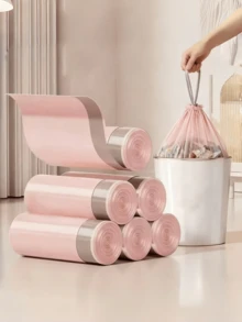 1/2/3 Rolls Trash Bags 50PCS Garbage Storage Bags Multi-Purpose Heat-Resistant Kitchen Trash Bags Durable Mess-Free Compact Space-Saving Easy Clean Garbage Storage For Home Travel Office Furniture Accessory Waste Management Hygienic Convenient Household Essential - Hồng - Xem 1