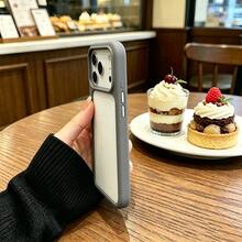 DECOPHONE 極簡電鍍按鈕壓克力透明防震手機殼，適用於 XR、7、8 以及 Apple 17、17 Pro、17 Pro Max、16、16 Pro、16 Plus、16 Pro Max、15 Pro、15 Pro Max - 灰色 - 查看 6