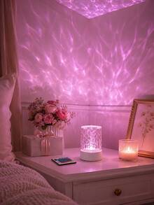 1pc[Wave Projection Lamp]White Desktop Night Light, Colorful Water Ripple Atmosphere Light | Suitable For Living Room, Desk, Bedroom, Home Decor | USB Powered - MultiWarna - View 12
