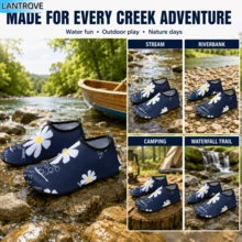 LANTROVE One-Piece Large Size Men's And Women's River Tracing Shoes For Vacation And Leisure Style, Beach Party, Suitable For Outdoor Sports, Rubber Non-Slip Sole, Breathable Quick-Drying Upper, Lightweight Wading Shoes - 藍色 - 查看 6