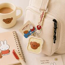 官方授權 Miffy & Boris 系列收納收納包，可愛卡通迷你收納袋，多色零錢包與耳機收納盒，包包掛飾配件，適合 14 歲以上粉絲的收藏禮物 - Boris Off-white - 查看 3