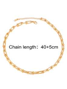 1 chiếc vòng cổ choker dạng xích U dày bằng thép không gỉ mạ vàng 18K phong cách punk cho nam nữ, trang sức - vòng cổ - Xem 6