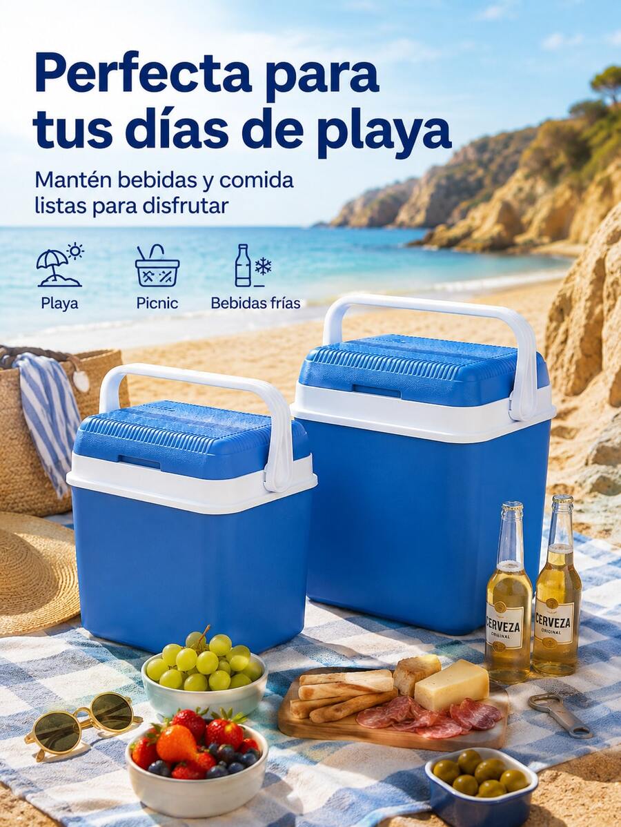 Portátil Nevera Portátil Aislamiento Térmico 26L 32L Resistente Ligera Nevera de Playa para Familias Práctica Nevera Rígida para Camping Picnic Viaje Caja Térmica - Azul - Ver 1