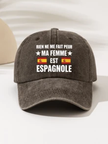 1件時尚簡約水洗棒球帽「RIEN NE ME FAIT PEUR MA FEMMEXESTESPAGNOLE」印花圖案,送給家人和朋友的禮物,男女皆宜的時尚必備單品 - 水洗帽 - 查看 9