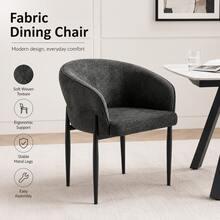 Modern Curved Fabric Dining Chair, Soft Backrest Casual Dining Chair, Metal Leg Kitchen Chair, Suitable For Living Room/Reading/ - Grey - View 2
