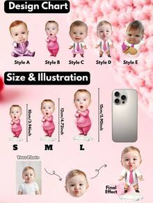 1/3/5pcs Custom Acrylic Photo Standee, Personalized Cartoon Portrait Plaque With Round Base, Custom Couple Family Figure Display, Photo Desk Decor, Wedding Anniversary Gift, Birthday Gift For Him Her, Boyfriend Girlfriend Keepsake - Multicolor - View 3