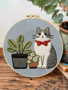 New Embroidery Kit, Adult Beginner Embroidery Set, 15x15cm/5.9x5.9 Inch, 20x20cm/7.9x7.9 Inch, Swimming Cat, Yoga Frog, Raspberry Picking Mouse, Cat And Green Plant Embroidery Patterns, Handmade DIY Embroidery Kit, Embroidery Stitch Practice, Includes Embroidery Fabric, Step-By-Step Instructions, Embroidery Hoop And Needle & Thread, Suitable For Embroidery Enthusiasts, Suitable For Thanksgiving, Christmas, Gift Giving, Suitable For Home, Garden, Office Decorative Crafts - A - View 20