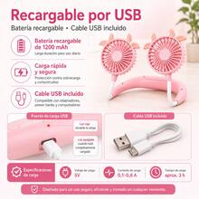 Rechargeable USB Neck Fan, Cute Sheep Design, Long Battery Life For Outdoor Use - Pink - View 5
