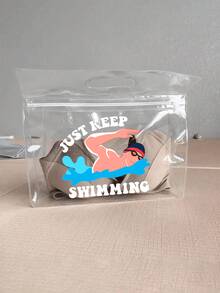 Just Keep Swimming 印花透明托特包，便攜式游泳裝備收納袋 - 堅固的拉鍊袋可用於存放泳衣和海灘用品，防水海灘包，女性透明泳池托特包，體育場認可的游泳、健身、度假和日常使用海灘包，給游泳愛好者和海灘愛好者的完美禮物 - 彩色 - 查看 9