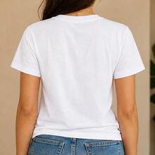 Playera mujer con estampado ángel vintage, camiseta para dama manga corta, blusa casual femenina, top juvenil celestial, ropa cómoda para mujer, camiseta cuello redondo, playera con diseño de nubes y estrellas, blusa ligera para diario, outfit casual para iglesia, paseo, escuela, vacaciones y fin de semana, regalo para mamá amiga novia hermana o hija - Blanco - Ver 3