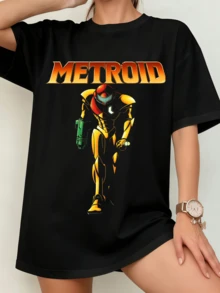 Unisex Metroid Samus Aran Power Suit T-Shirt, Retro Gaming Classic - Black - View 8