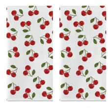 2 Packs Cherry Kitchen Towels, Gingham Check & All-Over Print. Absorbent, Quick-Dry, Lint-Free Polyester Microfiber, Machine Washable. Great For Cleaning, Drying Dishes & Summer Decor. - Multicolor - View 14