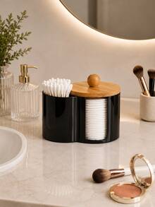 2-In-1 Swab Dispenser & Makeup Pad Holder - Shatterproof Bathroom Vanity Organizer Apothecary Jars For Rounds, Balls, Floss Picks, Hair Ties & Beauty Sponges - Multicolor - View 8