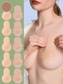 20片/10片装便捷一次性提胸胶带 - 隐形粘性乳贴,舒适硅胶或织物乳贴,亲肤粘合剂,自粘式可重复使用乳贴,设计自然提升胸部,适合特殊场合或日常佩戴,提供平滑的轮廓和额外的自信,有多种尺寸和形状可供选择,不含乳胶,低致敏性。 - 多色 - 查看 2