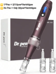 Dr.pen A10 - 0.25mm針長、可更換針頭、A10微針美容筆、女性禮物、母親節禮物、節日禮物、A10面部與身體微針筆、帶數位顯示的無線微針美容筆、包含2/10個更換針頭或1包20個針頭 - 紫羅蘭色 - 查看 2