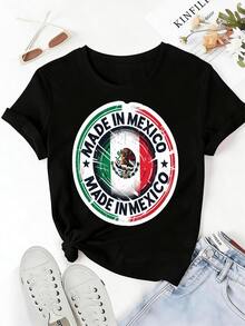 Camiseta Casual de Verano para Mujer, de Manga Corta y Cuello Redondo, con Estampado Gráfico de Pequeñas Letras Bonitas, Cómoda, Suave y Fresca. - Negro11 - Ver 3