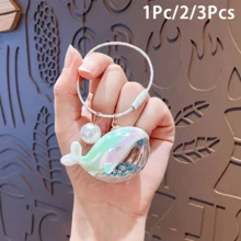 1Pc/2/3Pcs Fashion Resin Whale Keychain With Pearl Accents – Perfect For Couples, Bag Charm And Car Key Ring Accessory - Multicolor - View 13