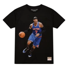 Mitchell & Ness Knicks Carmelo Anthony Ultimate Player Number Tee - Front View,New York Knicks Graphic Tee,Knicks Basketball,Father Day Gift,Funny Shi - 黑色 - 查看 1