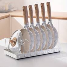 Estante para utensilios de cocina de 10 piezas para debajo del armario con 8 estantes ajustables, estante para ollas extensible, estante de almacenamiento de cocina, estante para ollas incorporado debajo del fregadero, estante de almacenamiento de utensilios de cocina ajustable, ahorra espacio. - Ver 14